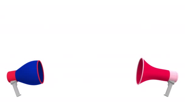 Beszédbuborékok Lengyelország és Franciaország zászlóival. Kultúrák közötti párbeszéd vagy nemzetközi tárgyalások a 3D-s animációval kapcsolatban — Stock videók