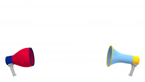 Arjantin ve Birleşik Krallık bayraklı konuşma baloncukları. Kültürler arası diyalog veya 3D animasyonla ilgili uluslararası görüşmeler — Stok video