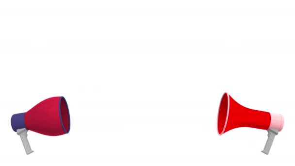 Прапори Індонезії і Уса про мовні бульбашки з гучномовцями. Міжкультурний діалог або міжнародні розмови пов'язані 3d анімації — стокове відео