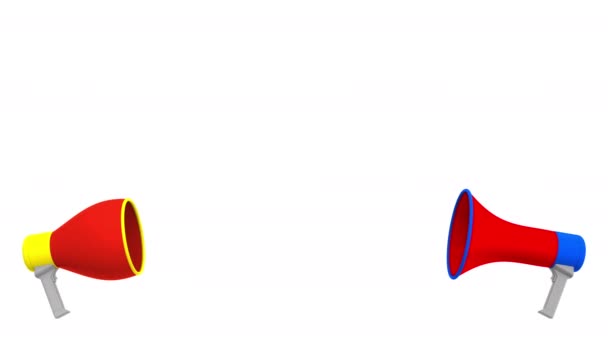 プエルトリコと中国の国旗とスピーカーで泡を話す。異文化間の対話や国際交渉関連の3Dアニメーション — ストック動画