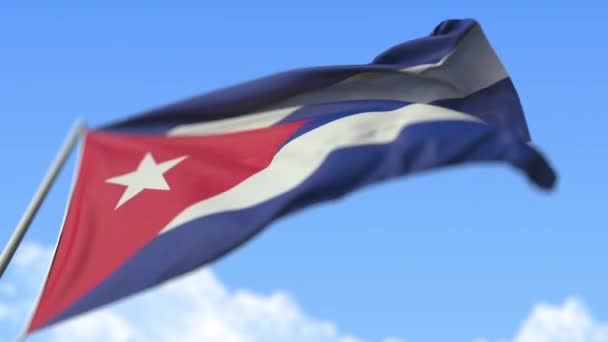 Waving national flag of Cuba, low angle view. Loopable realistic slow motion 3D animation — ストック動画