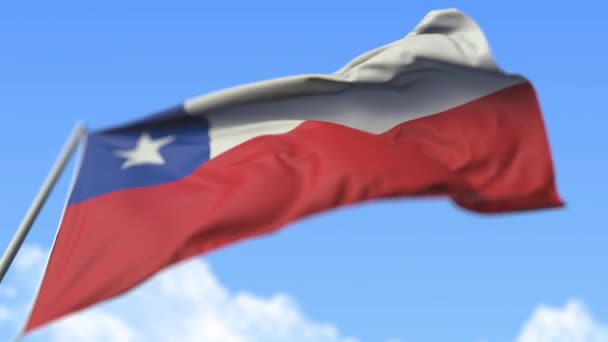 Waving national flag of Chile, low angle view. Loopable realistic slow motion 3D animation — Stockvideo