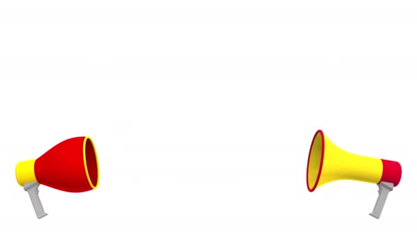 루마니아와 독일의 국기, 메가폰에서 만든 말풍선. 문화간 대화 또는 국제 대화 3D 애니메이션 관련 — 비디오