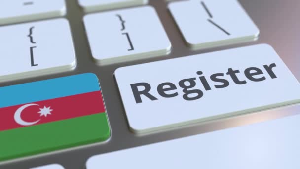 Registrieren Sie Text und Flagge Aserbaidschans auf der Tastatur. Online-Dienste im Zusammenhang mit 3D-Animation — Stockvideo