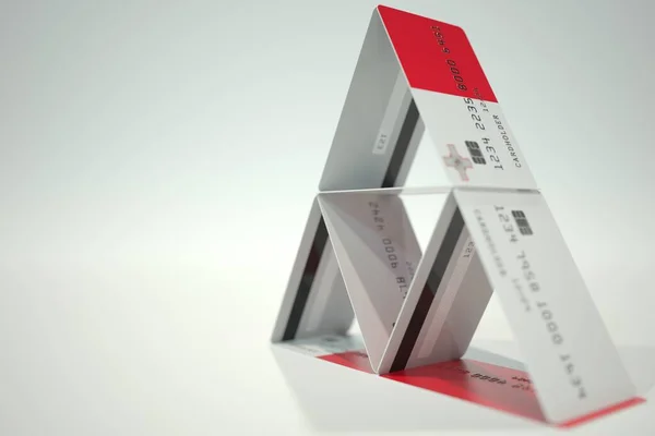 Maltská vlajka na plastové bankovní kartě, fiktivní data. 3D vykreslování související s finanční nestabilitou — Stock fotografie