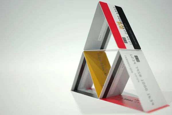 Bandera nacional de Egipto en casa de la tarjeta de crédito, datos ficticios. Decisiones financieras riesgosas relacionadas con la representación 3D — Foto de Stock