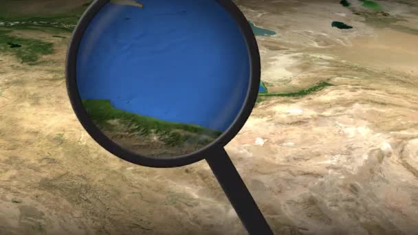 Magnifying glass trouve Téhéran sur la carte — Video