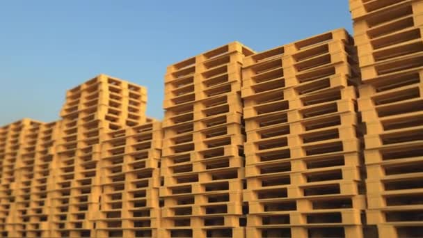 Wooden europalettes or EUR-pallet for storing goods, looping 3d — Stock Video