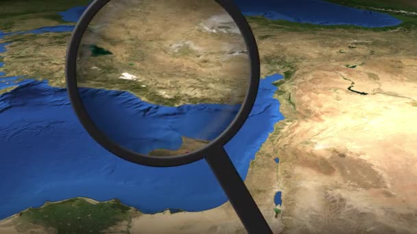 Magnifying glass finds Limassol city on the map — Stock Video