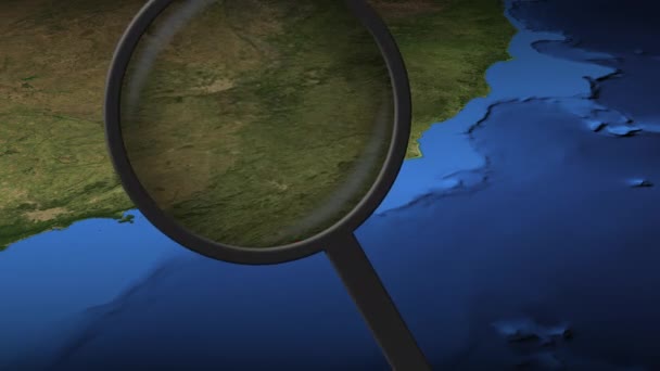 Magnifying glass trouve Rio de Janeiro ville sur la carte — Video