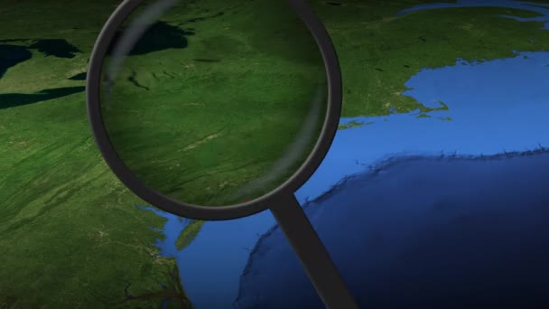 Lupa najde Philadelphia město na mapě — Stock video