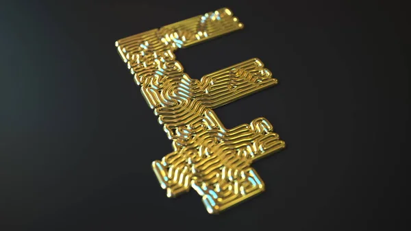 Знак швейцарского франка, выполненный из золотой проволоки, 3D рендеринг — стоковое фото