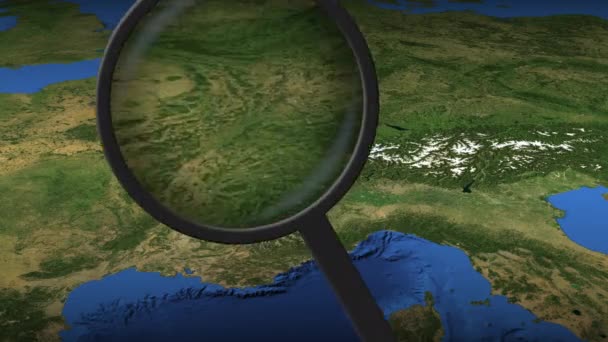 Loupe megtalálja Geneve város a térképen — Stock videók