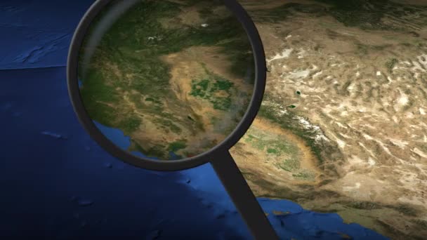 Lupa našel Palo Alto město na mapě, 3D vykreslování — Stock video