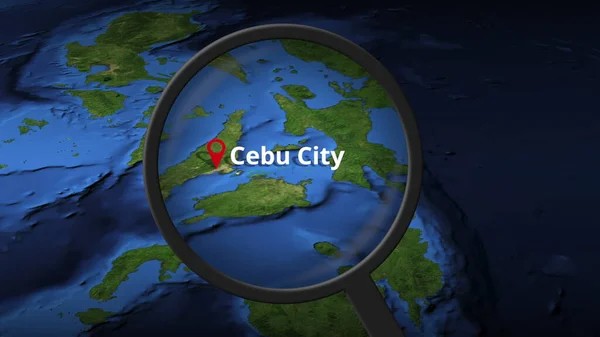 Cebu City hittas på kartan, 3D-rendering — Stockfoto