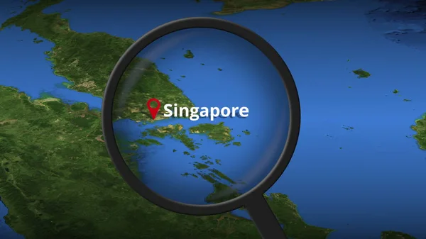 Singapura cidade sendo encontrada no mapa, 3d renderização — Fotografia de Stock