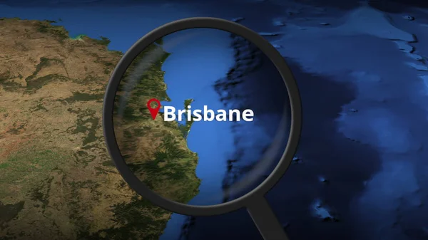 Brisbane stad hittas på kartan, 3D-rendering — Stockfoto