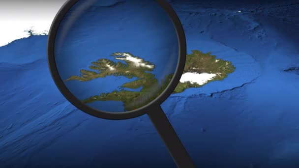 Reykjavik cidade encontrada no mapa, renderização 3d — Vídeo de Stock