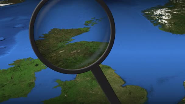 Loupe najde Edinburgh město na mapě, 3D vykreslování — Stock video