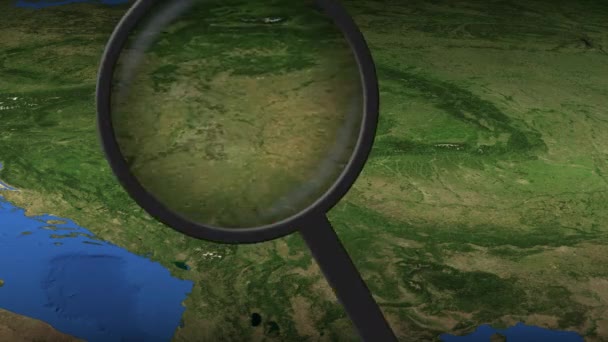 Loupe trova Belgrado sulla mappa, rendering 3d — Video Stock