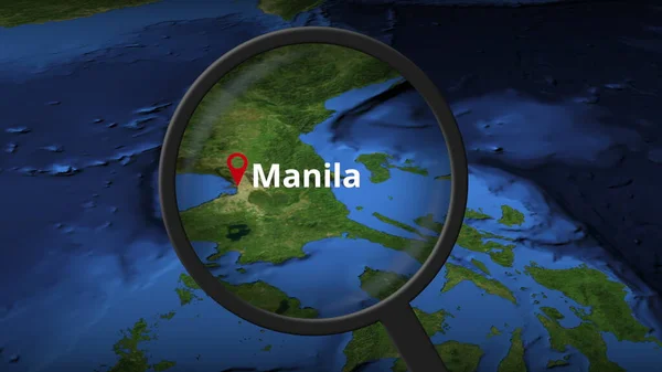 Manilla stad wordt gevonden op de kaart, 3d rendering — Stockfoto