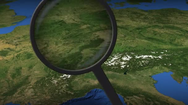 Basilejské město nalezeno na mapě, 3D vykreslování — Stock video