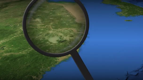 Loupě najde město Shaoxing na mapě, 3D vykreslování — Stock video