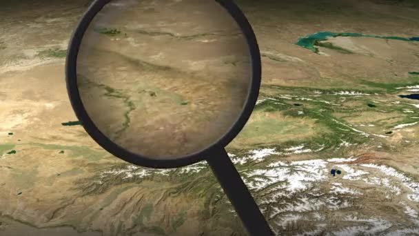 Loupe megtalálja Taskent város a térképen, 3D renderelés — Stock videók
