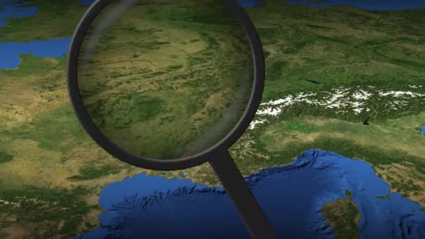 Lyon stad hittas på kartan, 3D-rendering — Stockvideo
