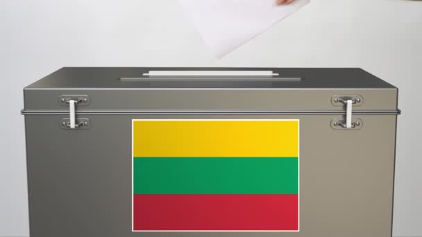 Caja de votación con bandera de Lituania, clip relacionado con las elecciones — Vídeos de Stock