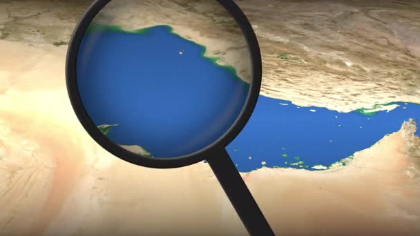 Manama Stadt auf der Karte gefunden, 3D-Darstellung — Stockvideo