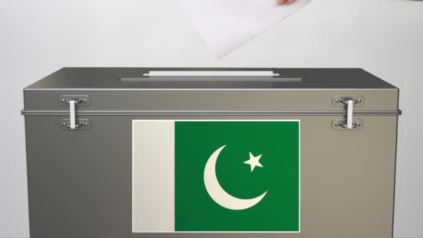 Ballot box with flag of Pakistan, election related clip — Stock Video