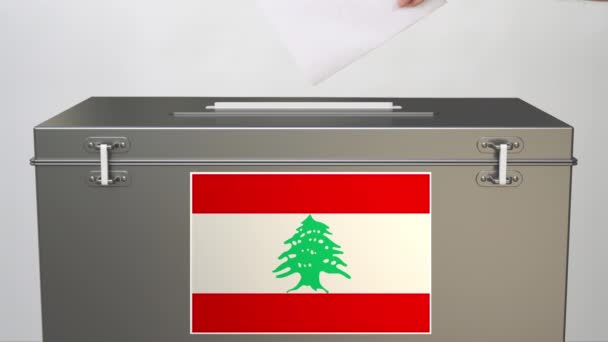 Skrytka do głosowania z flagą Libanu, klip wyborczy — Wideo stockowe