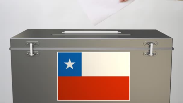 Ballot box with flag of Chile, election related clip — Stock Video