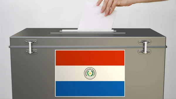 Bandera de Paraguay en urnas y papeletas de mano, 3d rendering —  Fotos de Stock