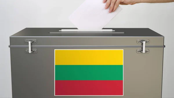 Caja de votación con bandera de Lituania, representación 3d relacionada con las elecciones — Foto de Stock