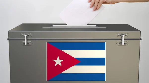 Boîte de scrutin avec drapeau de Cuba, rendu 3d lié aux élections — Photo