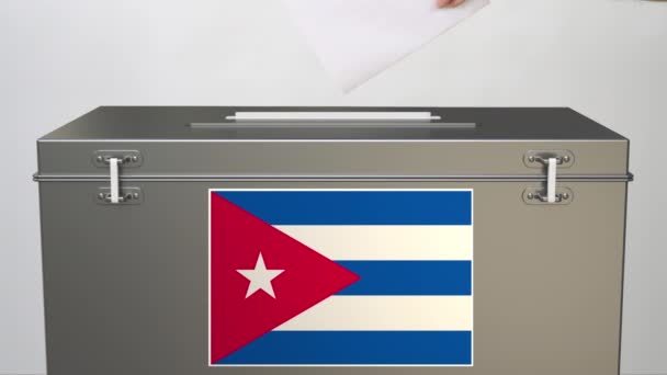 Boleta con bandera de Cuba, clip relacionado con las elecciones — Vídeos de Stock