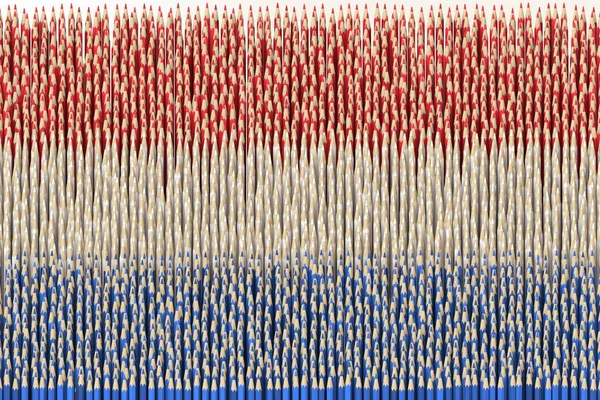 Flag of the Netherlands made with color pencils. Art related 3D rendering — Stock Photo, Image
