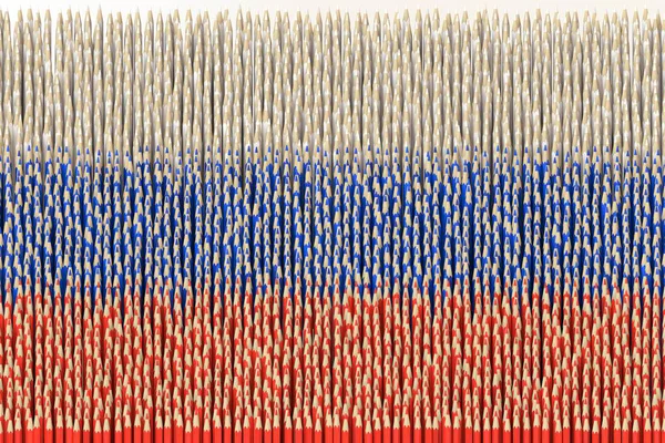 Flag of Russia made with color pencils. Art related 3D rendering — Stock Photo, Image