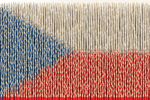 체코의 국기 색상 연필로 만든 것이다. 아트 관련 3D 렌더링 — 스톡 사진