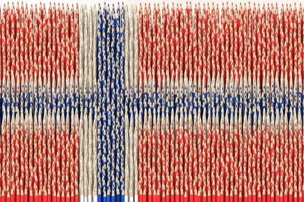 Norveç 'in ulusal bayrağı renkli kalemlerle yapıldı. 3B oluşturma ile ilgili yaratıcılık — Stok fotoğraf