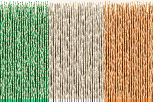 Drapeau de la République d'Irlande fait avec des crayons de couleur. rendu 3D lié à l'art — Photo