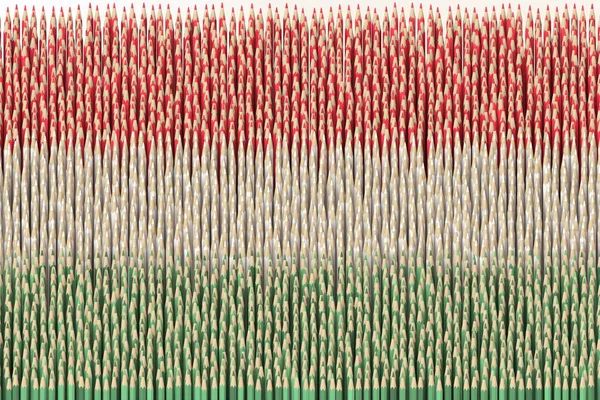 Flag of Hungary made with color pencils. Art related conceptual 3D rendering — Stock Photo, Image