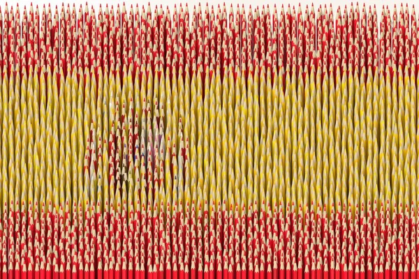 Flag of Spain made with color pencils. Art related 3D rendering — Stock Photo, Image