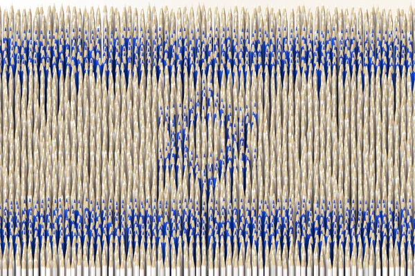 Flaga Izraela wykonana z kolorowych ołówków. Sztuka związana z renderowaniem 3D — Zdjęcie stockowe