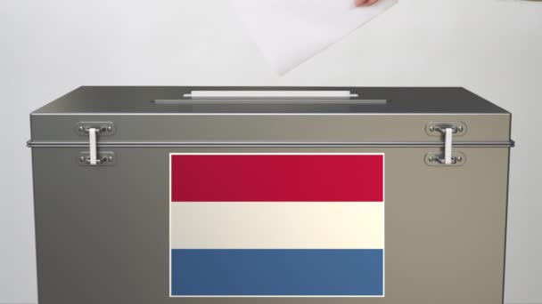 Stembus met vlag van Nederland, verkiezingsgerelateerde clip — Stockvideo