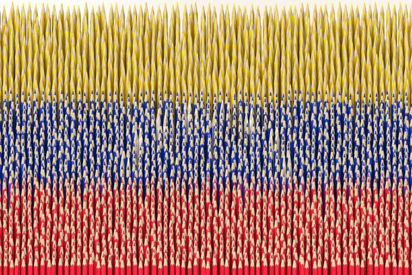 Národní vlajka Venezuely vytvořená barevnými tužkami. 3D vykreslování související s kreativitou — Stock fotografie