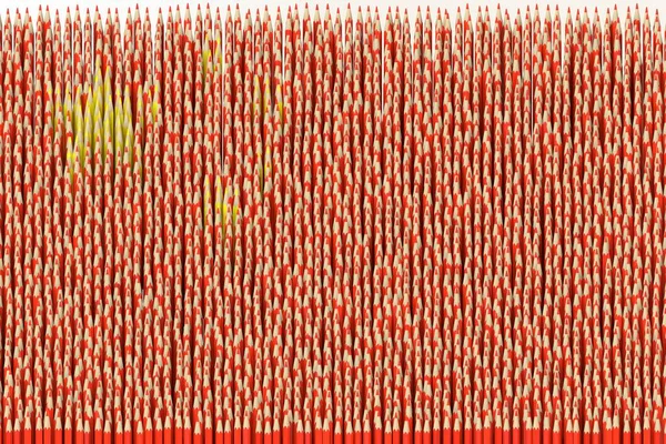 Národní vlajka Číny z barevných tužek. 3D vykreslování související s kreativitou — Stock fotografie