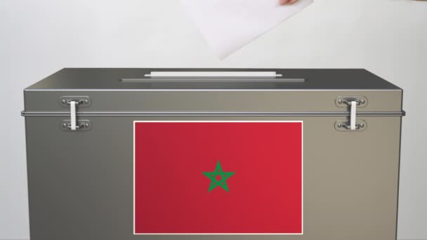 Votazione con la bandiera di Marocco, clip relativa alle elezioni — Video Stock